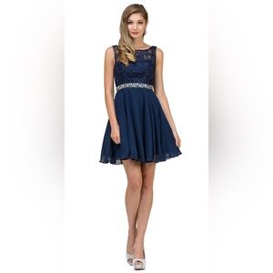 Illusion Lace Bodice Cocktail Dress